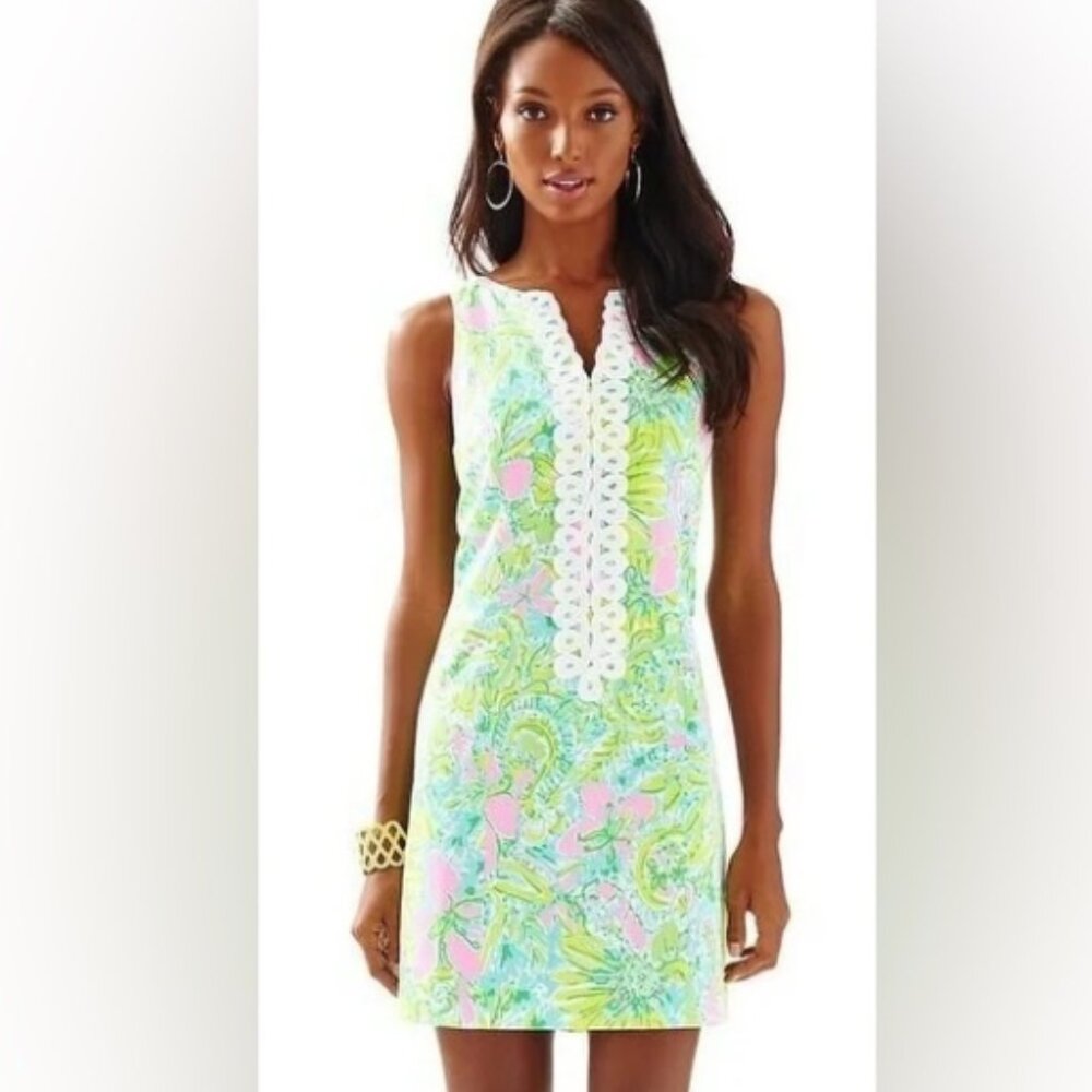 Lilly Pulitzer Dress Womens 12 Green Coconut Jungle Cathy Shift